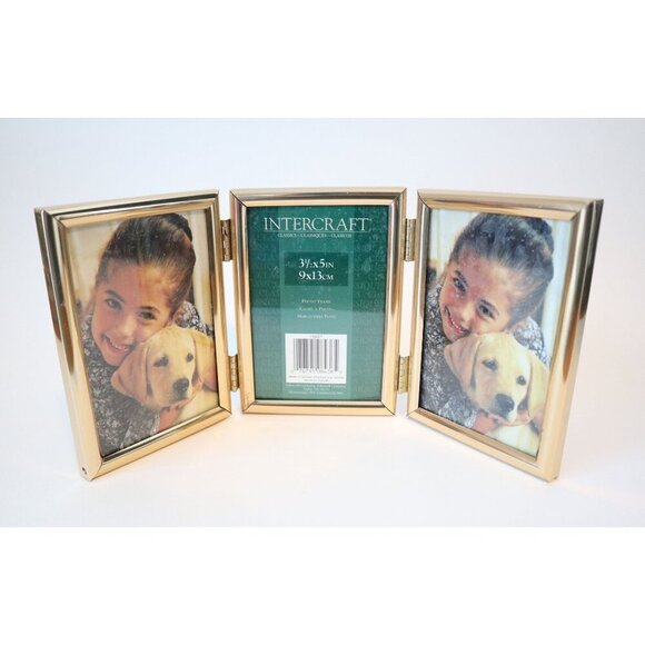 Folding Picture Frame Gold Tone Vintage Photo Frames Hinged  Lot D - Picture 1 of 3